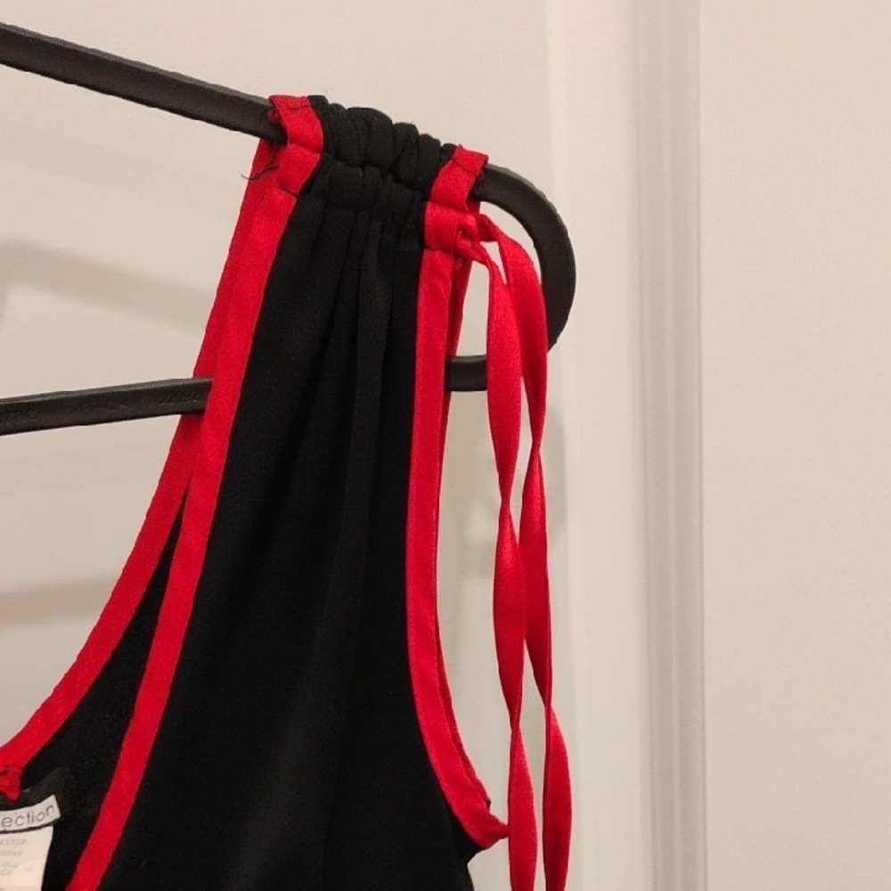 M Collection Black Dress with Red Trim Mermaid Hem Y2K Size Medium - Picture 4 of 11